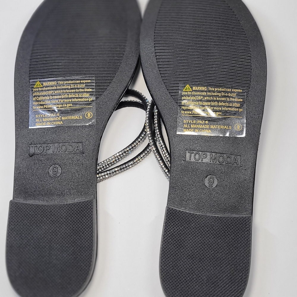 Top Moda Black Rhinestone Sandals - Picture 6 of 11